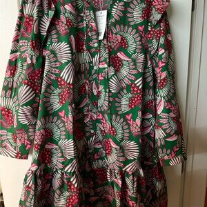 Floral Green and Pink Mini Dress